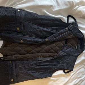 Barbour Quilted Black Vest with Brown Interior